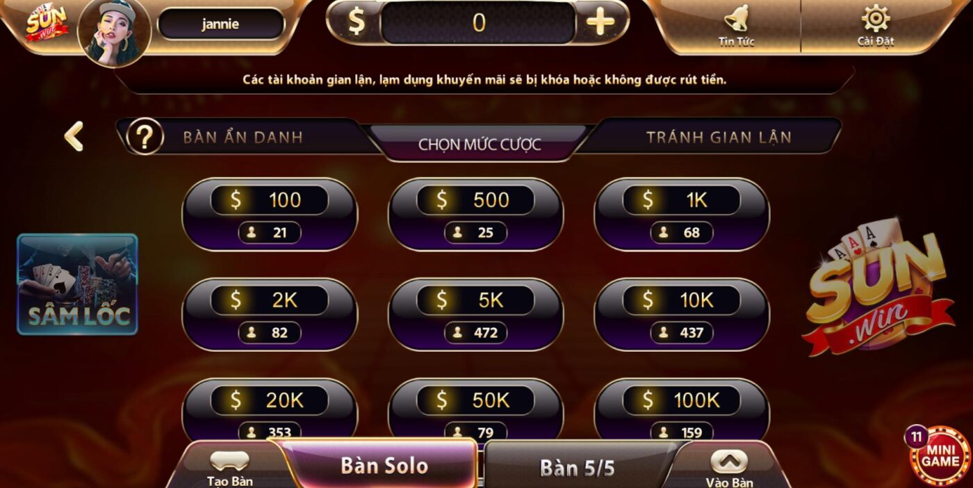 Một vài lưu ý khi tham gia Bài Sâm lốc cổng game sunwin