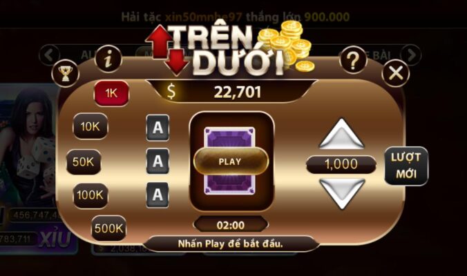 Quy tắc cơ bản trong bộ game Trên Dưới khi tải sun win